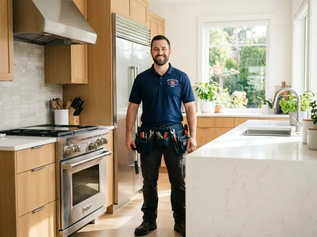 Appliance Repair Hero technician in a Buffalo, NY kitchen after an appliance repair